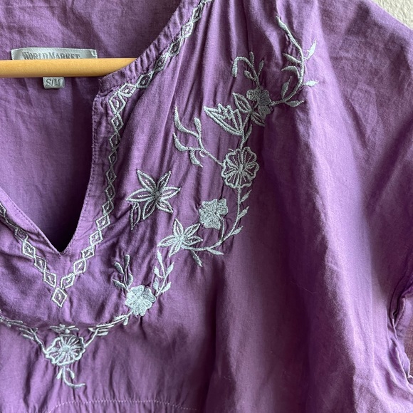 Purple embroidered tunic like top - Picture 5 of 6